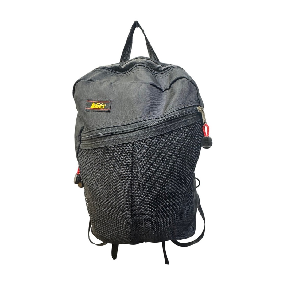 REI Mini Backpack Black Nylon Mesh Front Pocket Adjustable Straps Daypack Bag